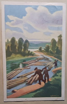 Maasio: Tukinuittoa, vanha väripk, p. 1953