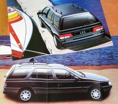 1990 Peugeot 405 Break farmari esite -suom- 28 siv KUIN UUSI