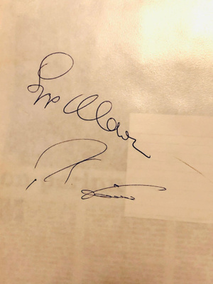 Sepp Maier & Rudi Völler nimikirjoitukset paperilla
