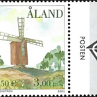 Åland 2001 Tuulimyllyt 3,00 mk välilöpari logo ** LaPe 192 - pikkukuva 1
