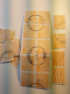 Malli 1963 Leijona oranssinkeltainen postimerkki 0,35 markka