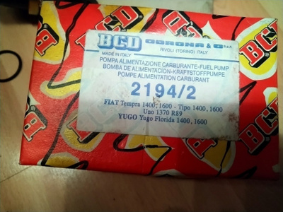 Fiat Uno 1.4, Tipo 1.4 ja 1.6 Polttoainepumppu BCD 2194/2
