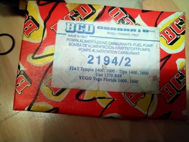 Fiat Uno 1.4, Tipo 1.4 ja 1.6 Polttoainepumppu BCD 2194/2