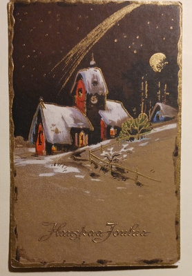 Kirkko Jouluyönä, kultausta, tunnelmaa, p. 1931
