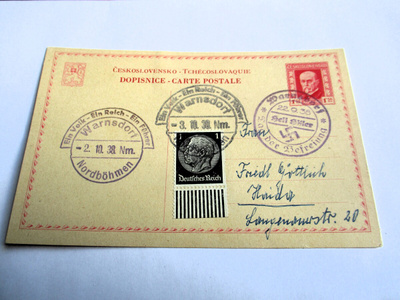1938 Tsekkoslovakia Ein Volk Ein Reich ehiö