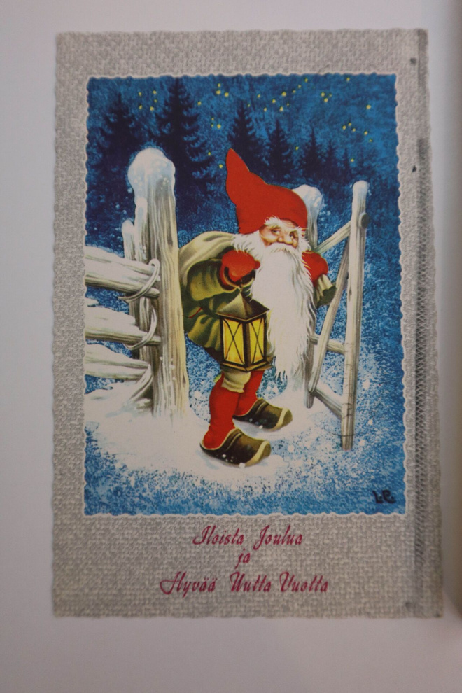Vanha joulukortti kulkenut