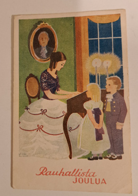 Kirsti Liimatainen: neito soittaa pianoa, kulkenut 1947