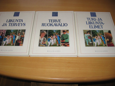 3 kodin terveyskirjaston kirjaa, mm. liikunta ja terveys
