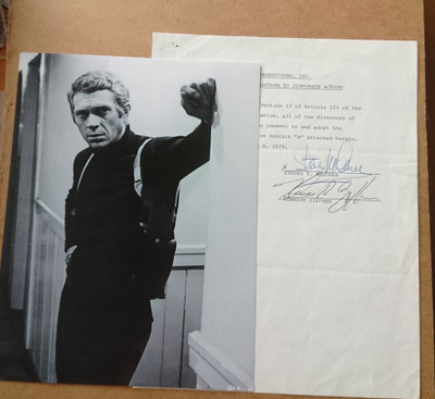 STEVE McQUEEN nimikirjoitus sopimuksessa, signed,autograph