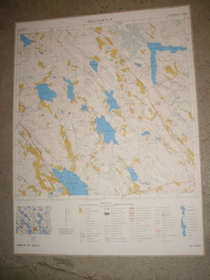 Kartta PELLESKYLÄ Viitasaari Vesanto Lahnanen 72x54cm