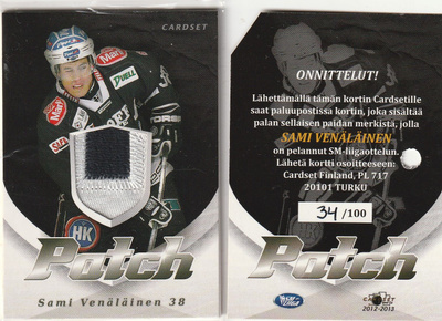 Sami Venäläinen Tps PATCH  Cardset 2012-13