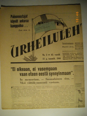 Suomen Urheilulehti Nro 2/1940 (16.3)