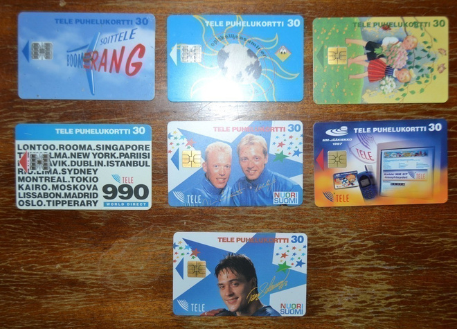 Tele puhelukortit 7kpl (1994, 1995, 1996)