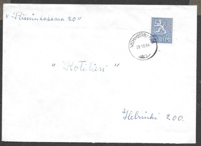 Postilähetys - Yl.m. 0,35 (LAPE 613) Vehmersalmi 28.10.64