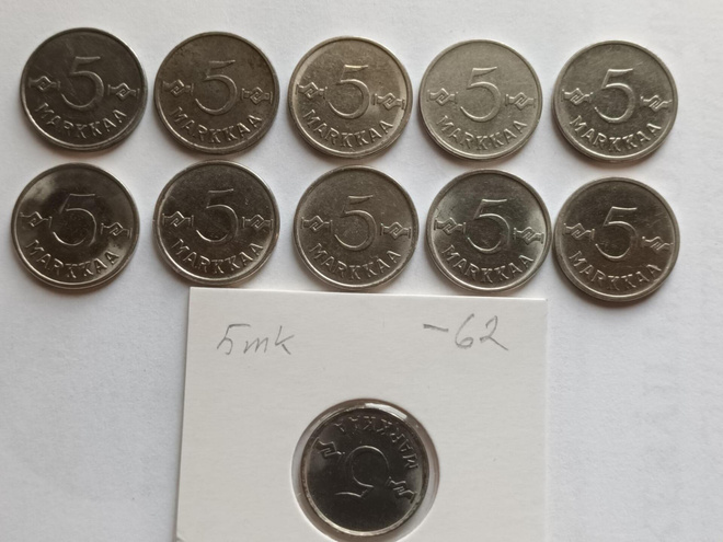 5 Markkaa 1952 - 1962 kaikki vuodet