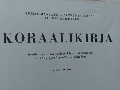 Koraalikirja - v.1938 virsikirjaan (sid.)