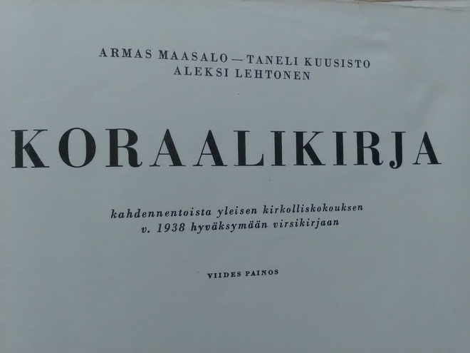 Koraalikirja - v.1938 virsikirjaan (sid.)
