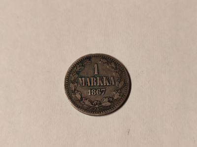 1 markka 1867, hopeaa
