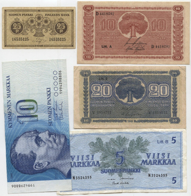 Suomi 10 seteliä 1918-1980