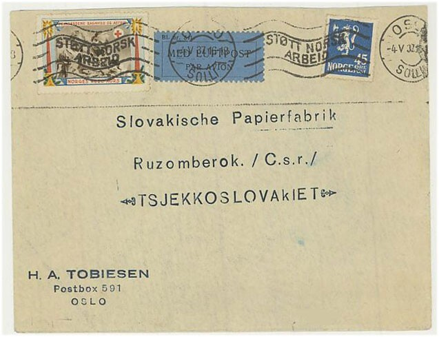 Norja Mi 108 lentokirje CSR:ään 1937