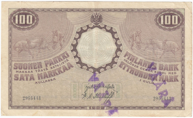 100 Markkaa 1909 KV kl.4
