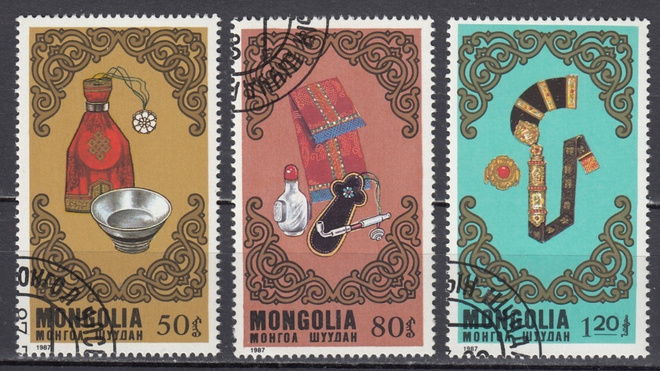 Mongolia 1987 Mi 1604, 1606 ja 1607  Full Costume and Acces.