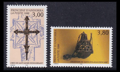 Andorra Fr 495-6 ** Uskonnollinen taide (1996)