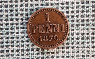 RARE - Hienokuntoinen ja harvinainen 1 penni 1870