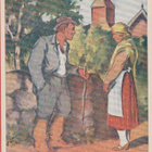 R Lahdelma Pariskunta kirkon kiviaidan luona - pikkukuva 1