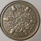 Britania. 6 pence 1936 hopea. - pikkukuva 2