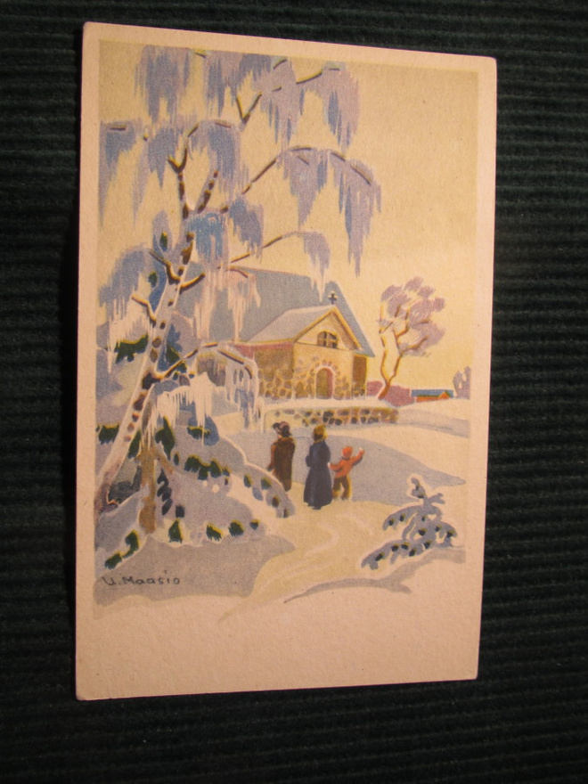 Postikortti Talvimaisema 1940-luvulta. Maasio.