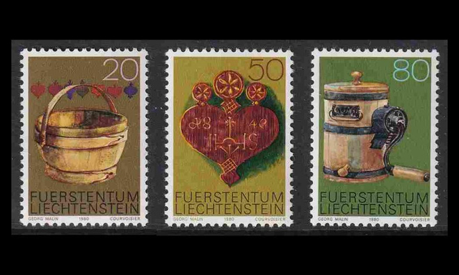 Liechtenstein 747-9 ** Lypsyämpäri voikirnu (1980)