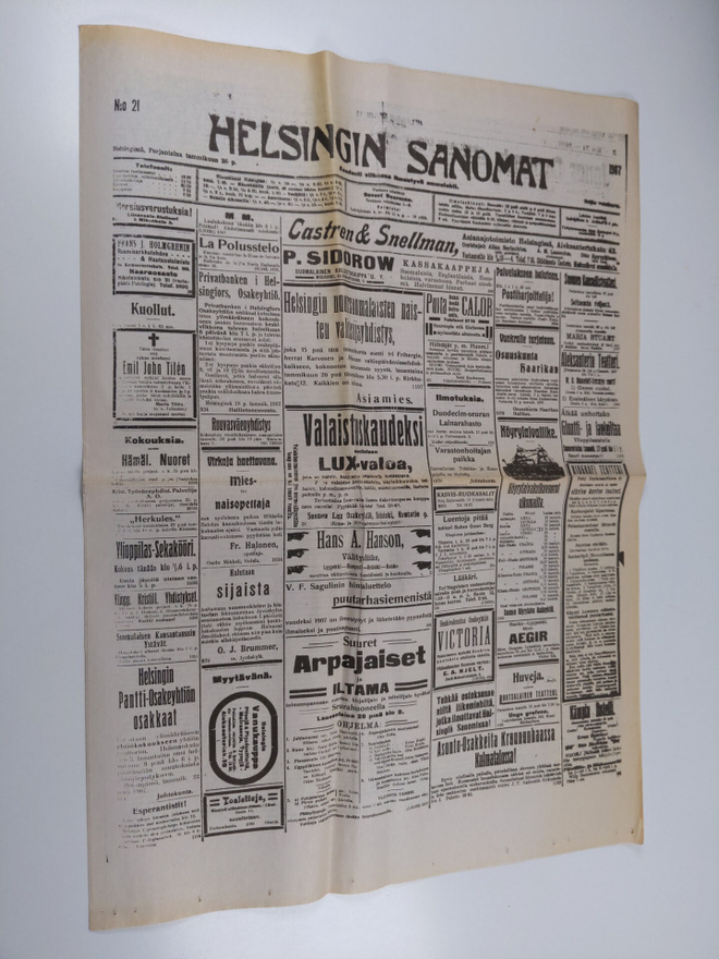 Helsingin sanomat 25.1.1907 (näköispainos)