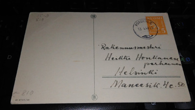Porokylä 1-renk. M-30 kortti 1949 26/8