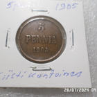 5 penniä 1905 Siistikuntoinen hieno raha, - pikkukuva 5