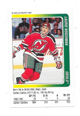1991-92 Panini #215 Laurie Boschman New Jersey Devils gooni