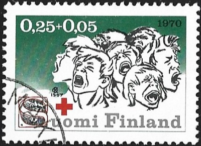 1970 Punainen Risti 0,25 + 0,05 mk leimattu LaPe 672