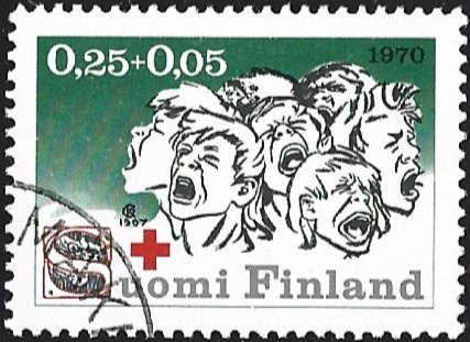 1970 Punainen Risti 0,25 + 0,05 mk leimattu  LaPe 672