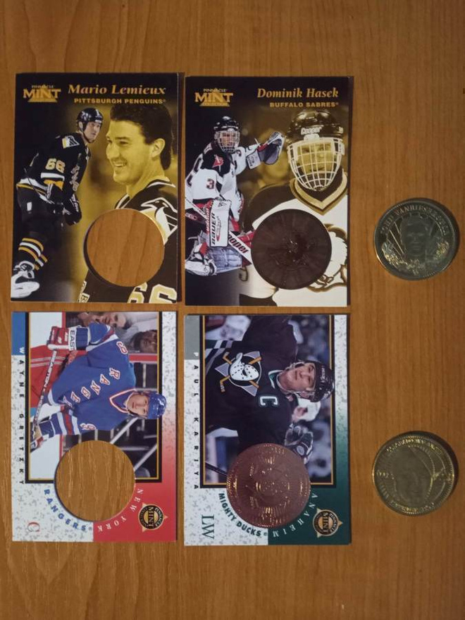 1996-97 ja 1997-98 Pinnacle Mint kortteja ja kolikoita