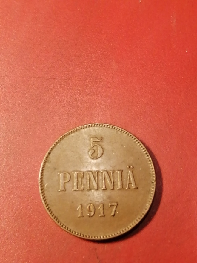 *Suomi *  5 penniä  *1917*kerensky *   Copper/Kupari *1+/EF