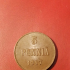 *Suomi *  5 penniä  *1917*kerensky *   Copper/Kupari *1+/EF - pikkukuva 1