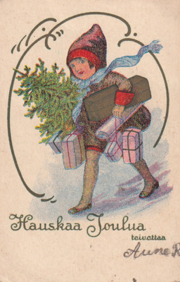 Hauskaa Joulua , toivottaa, Tyttö  koululaiskortti  b643