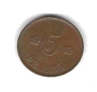 1918 5 PENNIÄ KOLIKKO KÄYTETTY