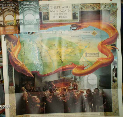 The Map of Tolkien`s The HOBBIT (juliste + engl.kiel.kirja)