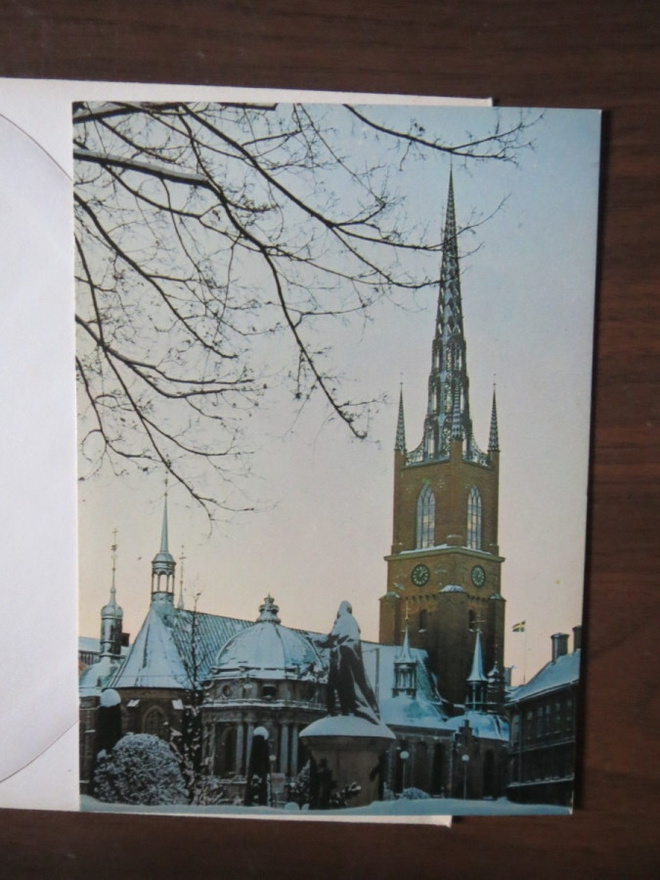 Tukholma Riddarholmskyrkan jolulukortti 1970-luku