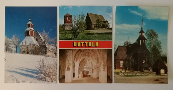 3x kortti: Janakkalan, Hattulan ja Keuruun vanha kirkko