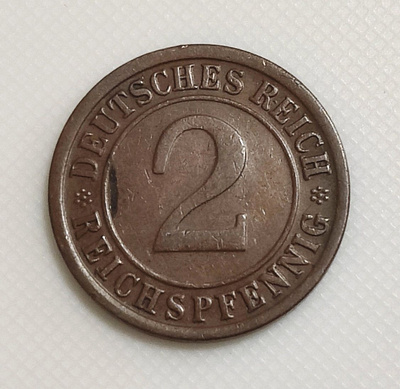 Saksa 2 Pfennig 1925F