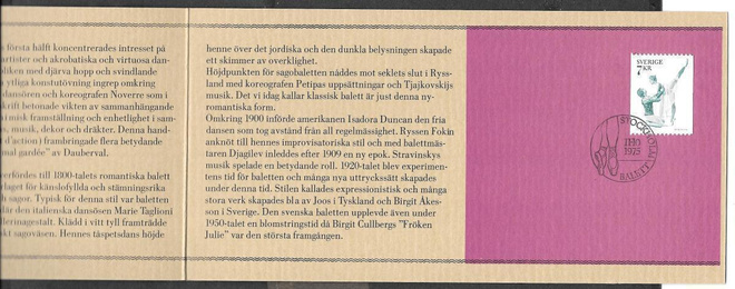 Ruotsi - Minneskort Ballet (Facit MH 9)
