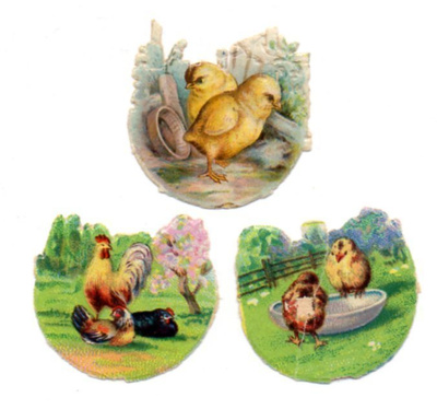 WANHA / Suloiset pääsiäistiput pihamaalla - 3 kuvaa. 1900-l.