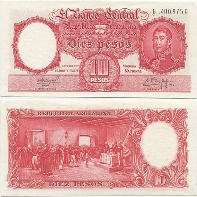 Argentiina 10 Pesos 1962 (P-270) AU/UNC